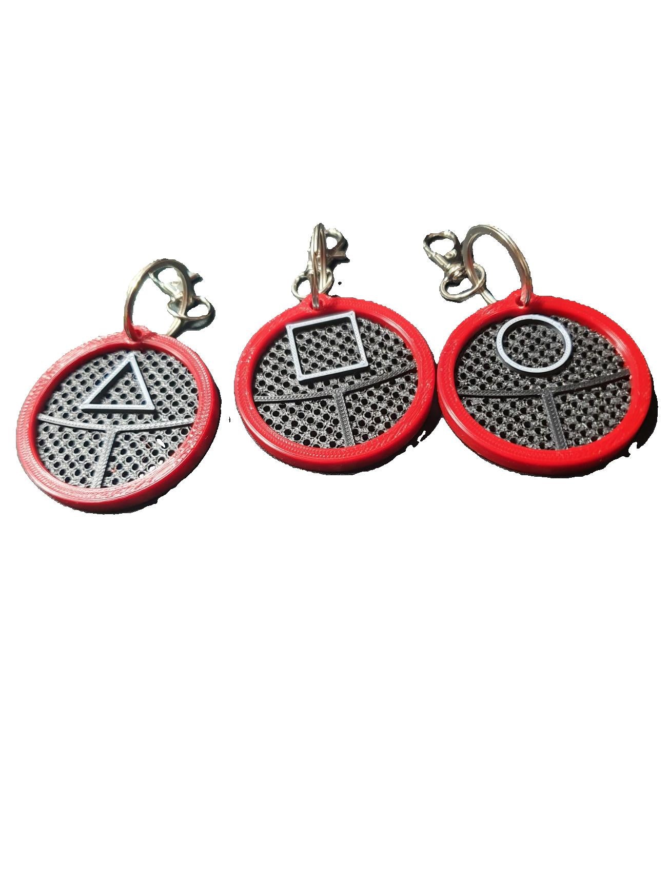 Keychain Keyring Charms Squid Game Circle Square Triangle Suit Worker Inspired