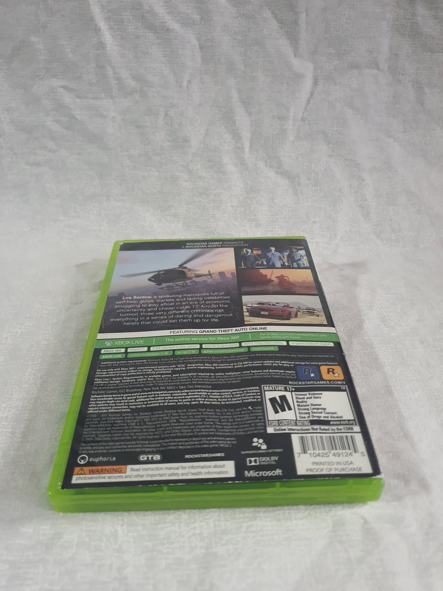 Grand Theft Auto 5 Xbox 360 NO GAME Disc Includes Case Map Manual Free Shipping Replacement Case