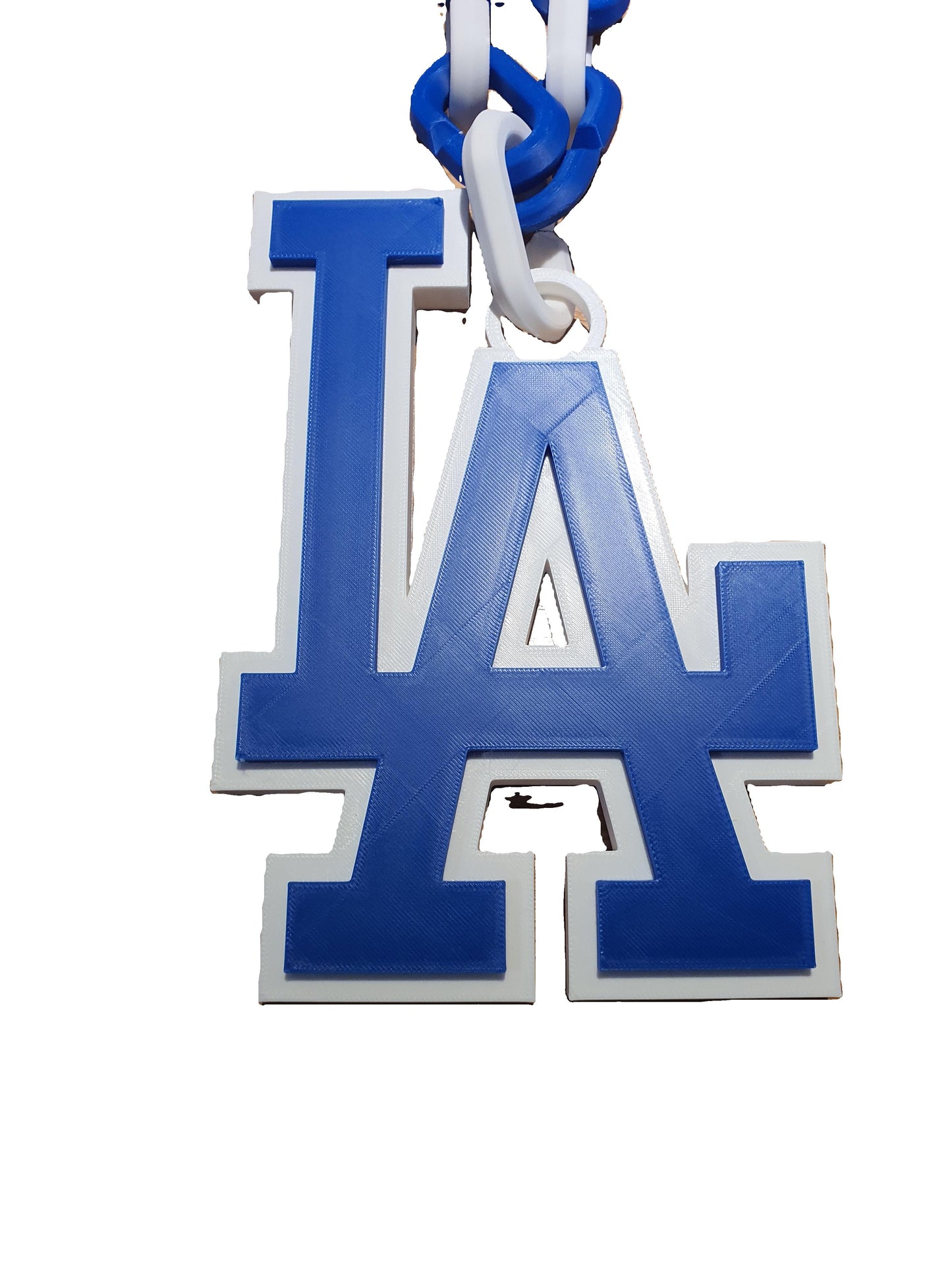Los Angeles Dodgers Blue Jumbo Big Fan Chain Necklace Raised Letters TX USA (Chain Length 15", Charm Length 6"x9")