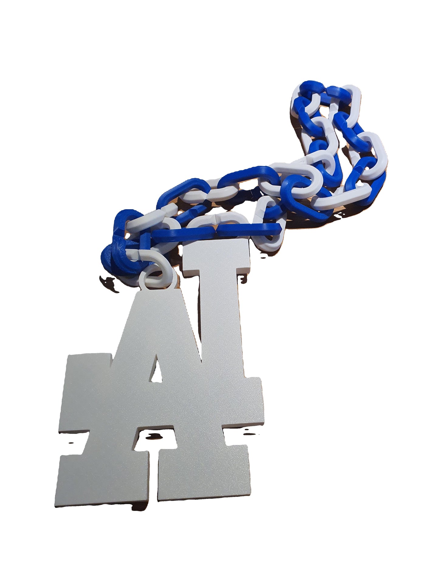 Los Angeles Dodgers Blue Jumbo Big Fan Chain Necklace Raised Letters TX USA (Chain Length 15", Charm Length 6"x9")
