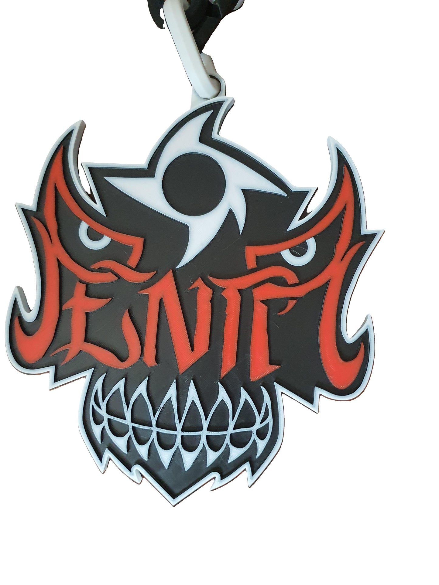 Penta Skull Bones Lucha Mask WWE Logo Necklace Chain 15" Raised Textured Pendant