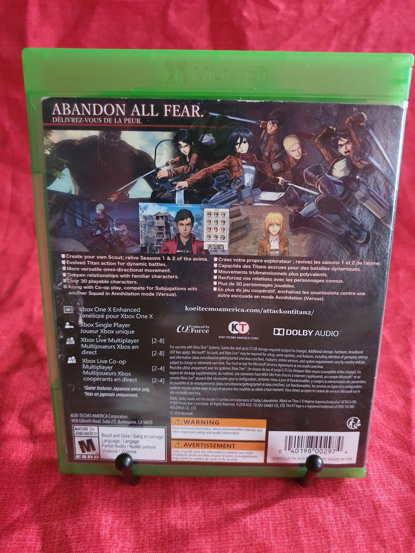 Attack on Titan 2 - Microsoft Xbox One Complete With Insert Game Disc Very Good
