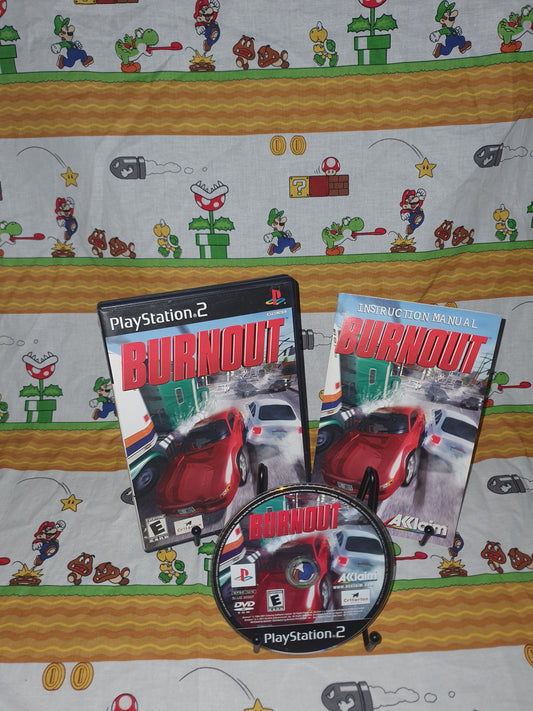 Burnout (PlayStation 2, 2001) Complete CIB Reg Card Clean Near Mint Disc PS2
