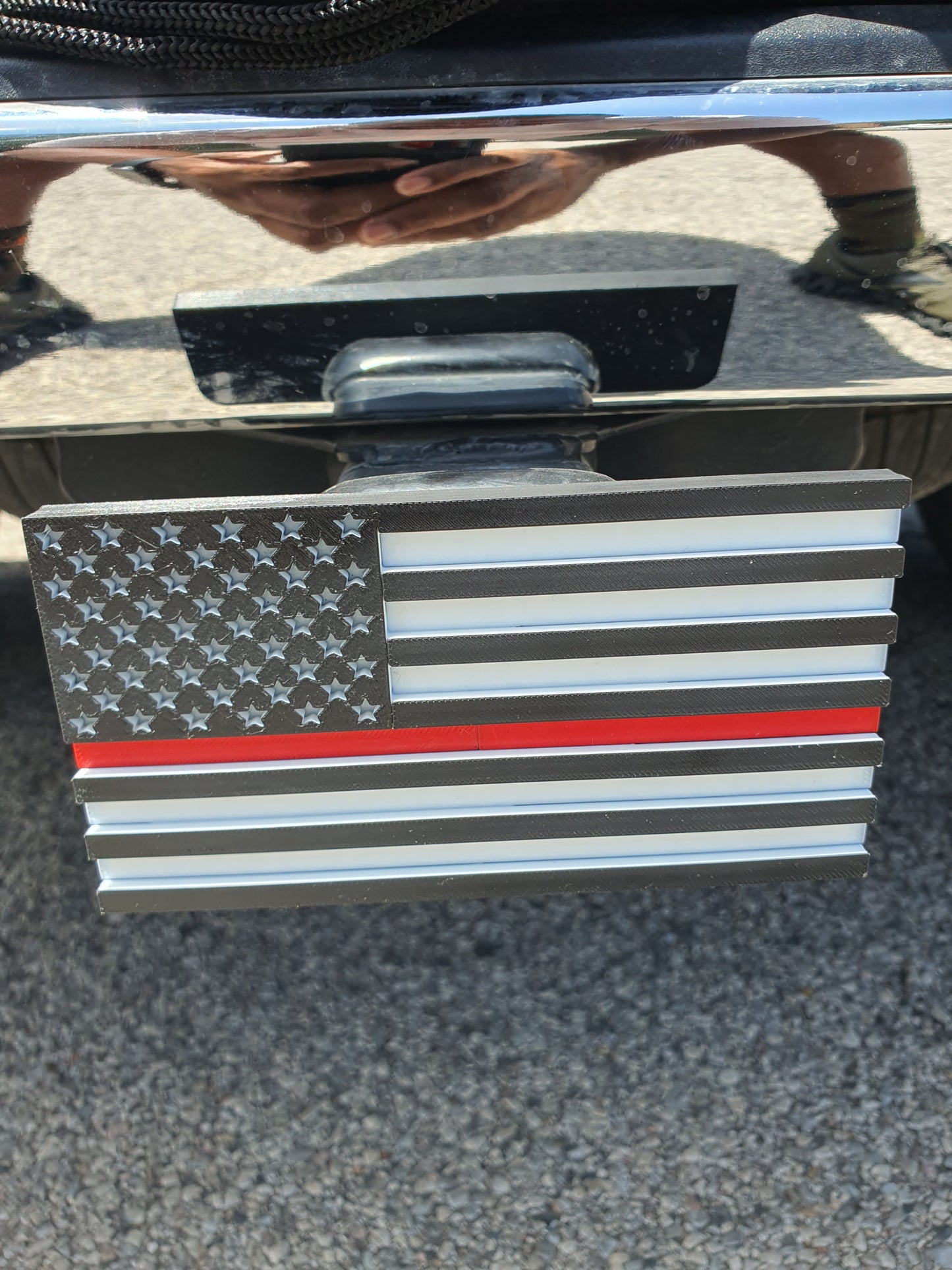 Trailer Hitch Cover Plug Thin Red and Blue Line For 2x2 Receivers