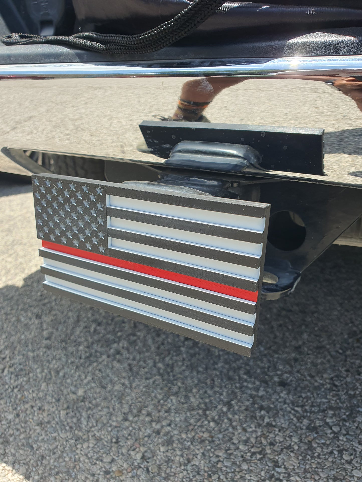 Trailer Hitch Cover Plug Thin Red and Blue Line For 2x2 Receivers