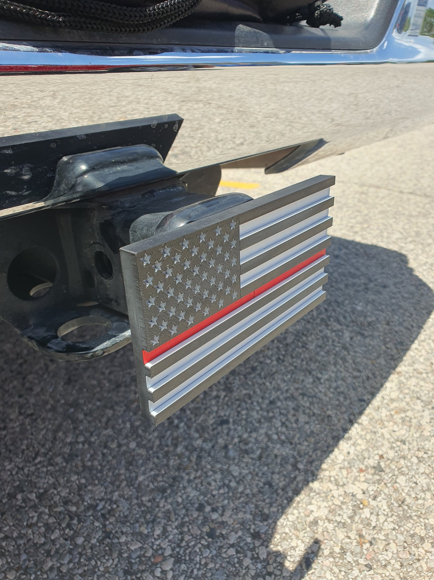 Trailer Hitch Cover Plug Thin Red and Blue Line For 2x2 Receivers