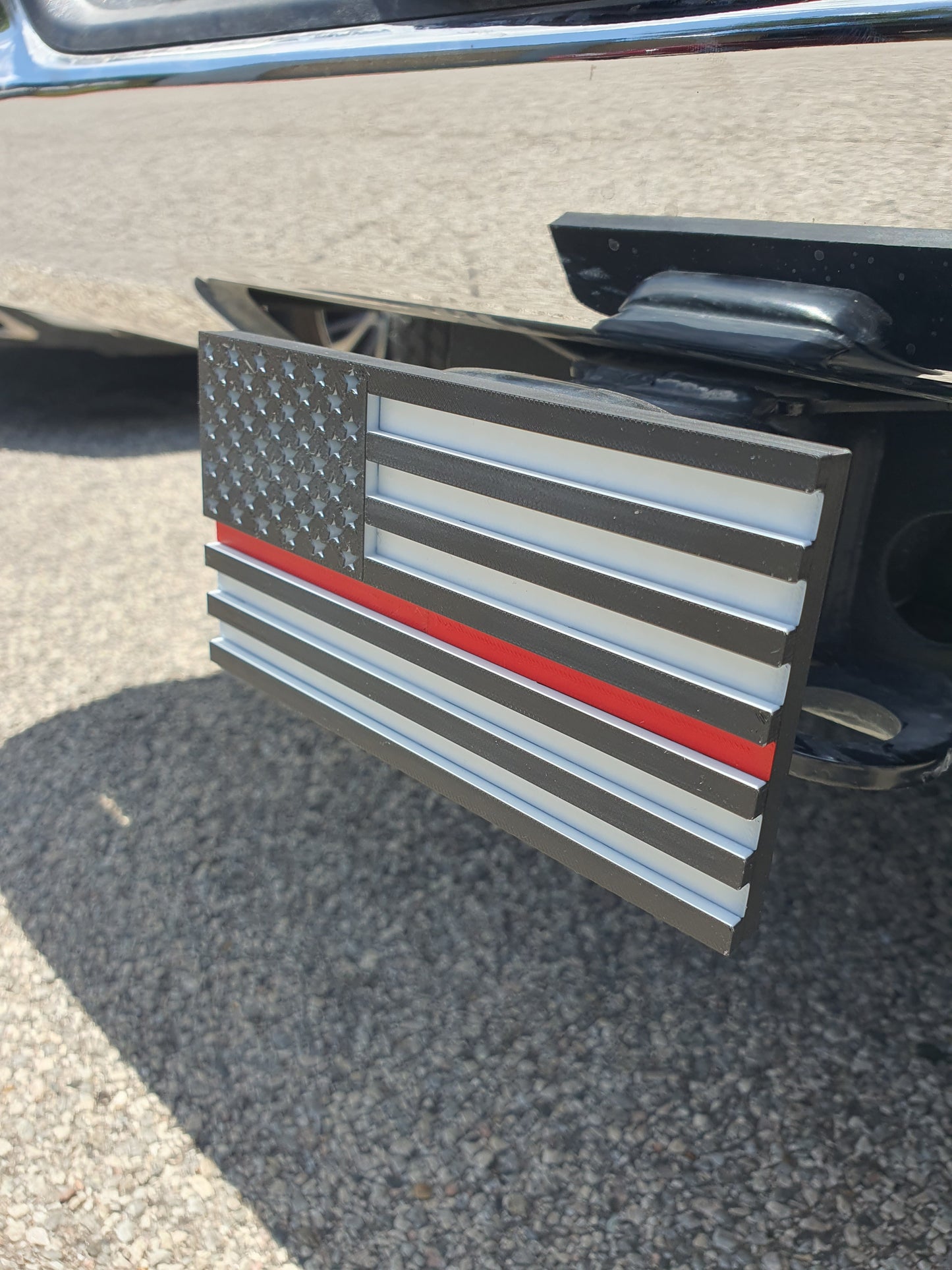 Trailer Hitch Cover Plug Thin Red and Blue Line For 2x2 Receivers