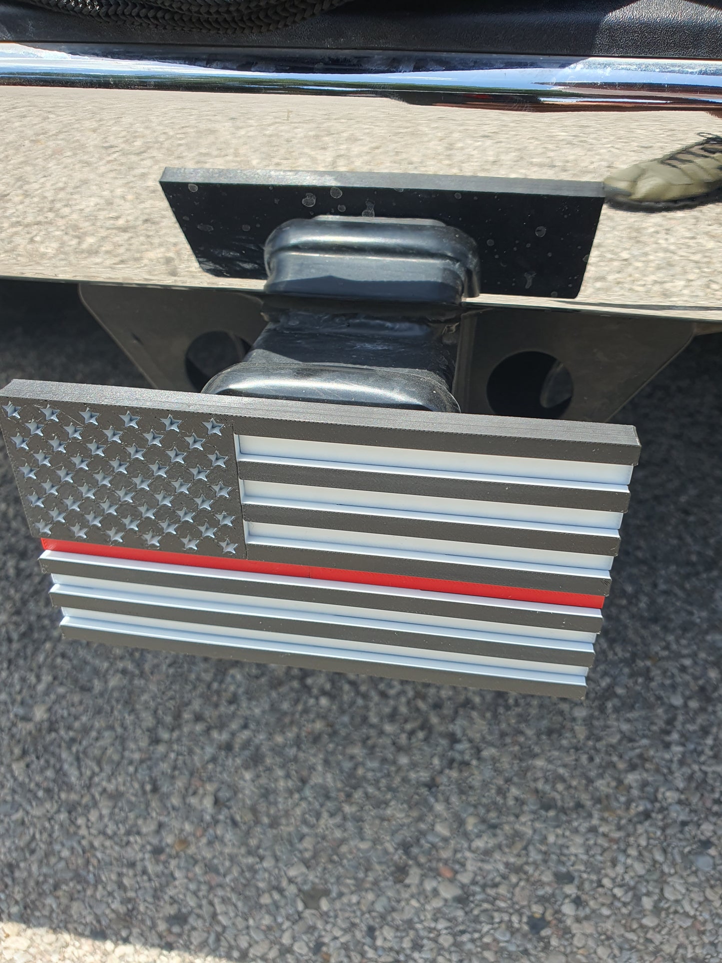 Trailer Hitch Cover Plug Thin Red and Blue Line For 2x2 Receivers