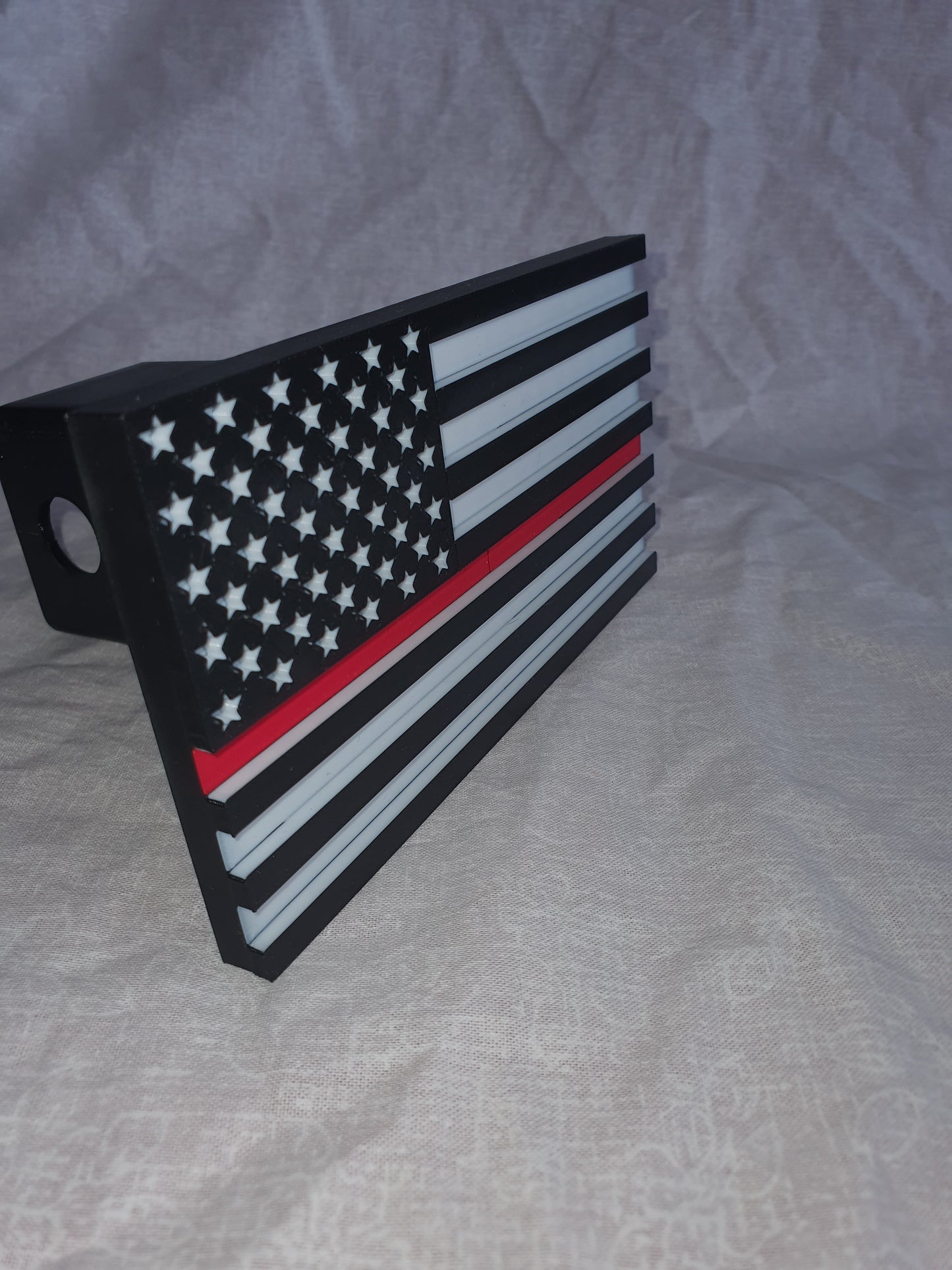 Trailer Hitch Cover Plug Thin Red and Blue Line For 2x2 Receivers
