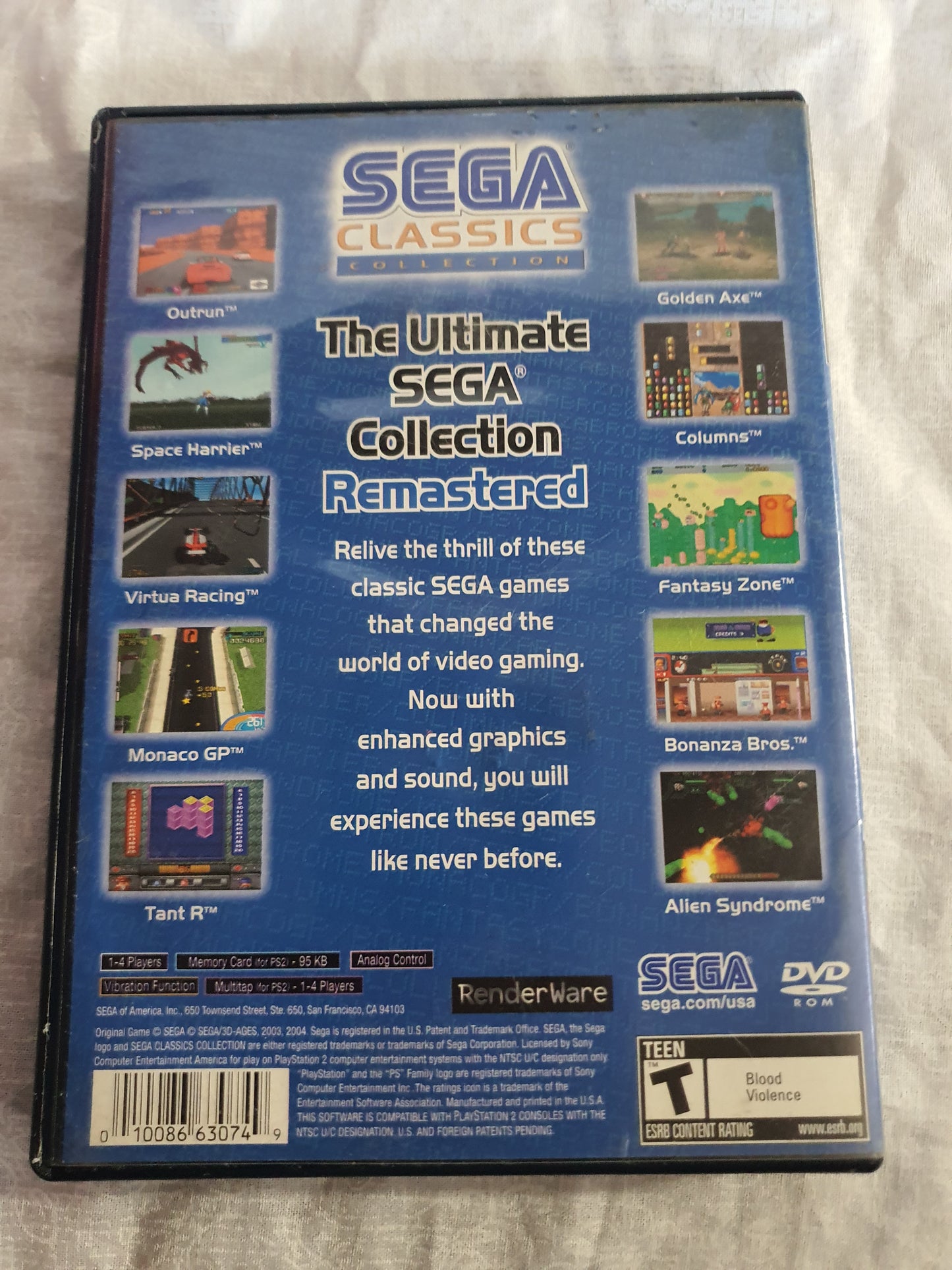 Sega Classics Collection (Sony PlayStation 2, 2005) Game Disc Clean Very Good