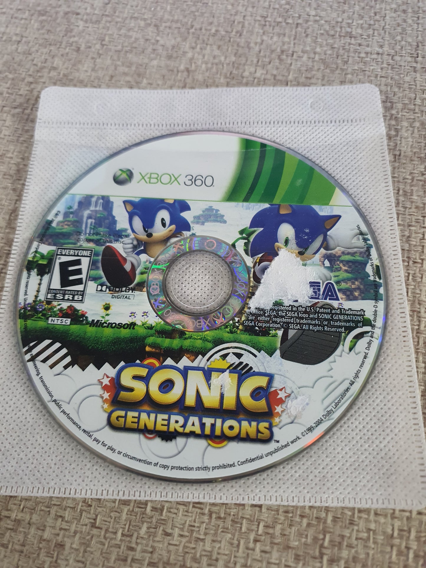Sonic Generations (Microsoft Xbox 360, 2011) Videogame Disc Very Good Tested