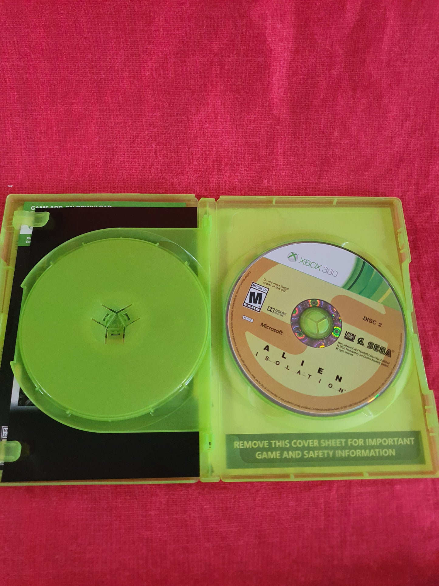 Alien: Isolation Nostromo Edition (Xbox 360, 2014) Complete Game Disc Near Mint
