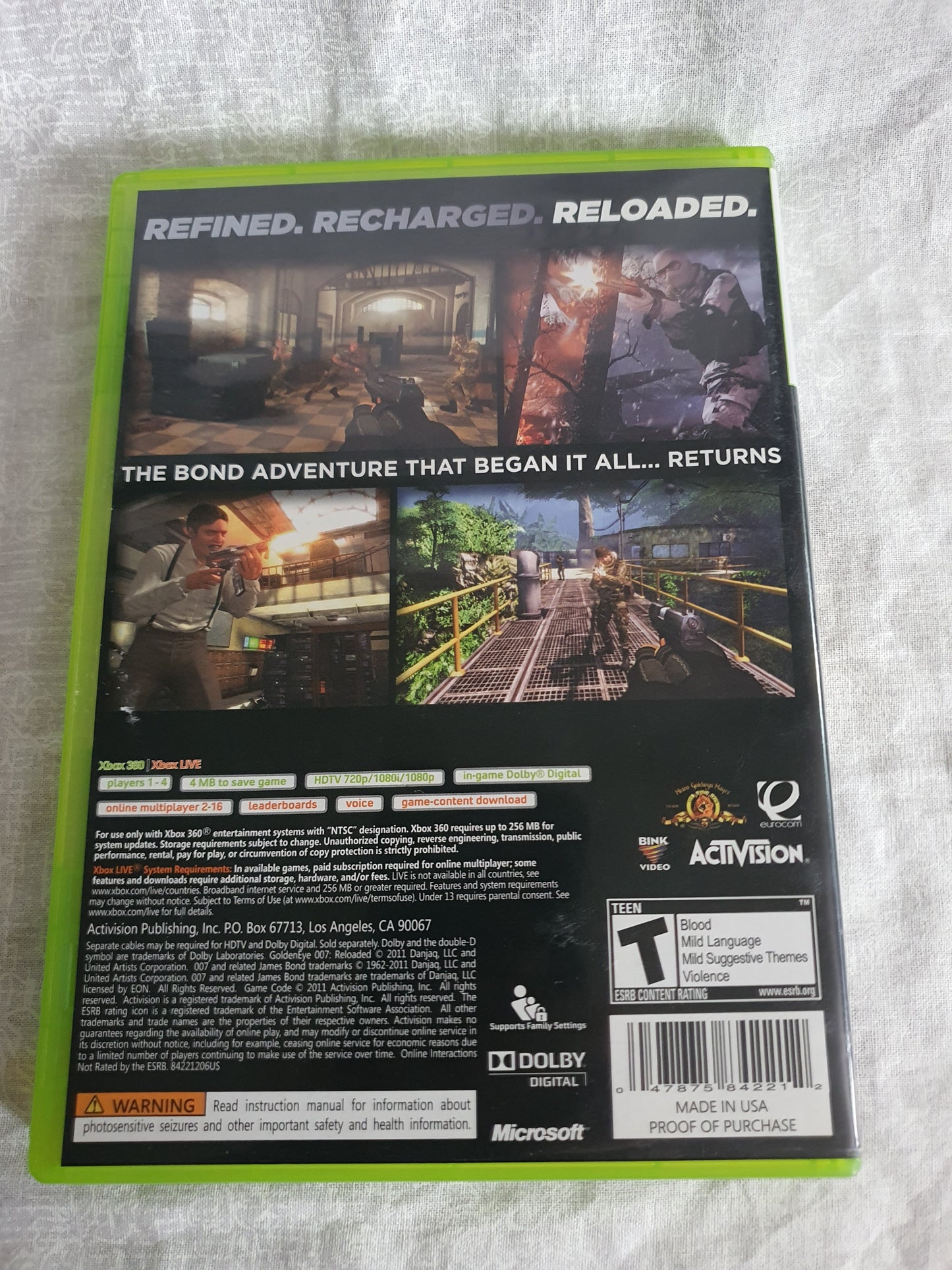 GoldenEye 007: Reloaded (Microsoft Xbox 360, 2011) Complete Videogame Near Mint