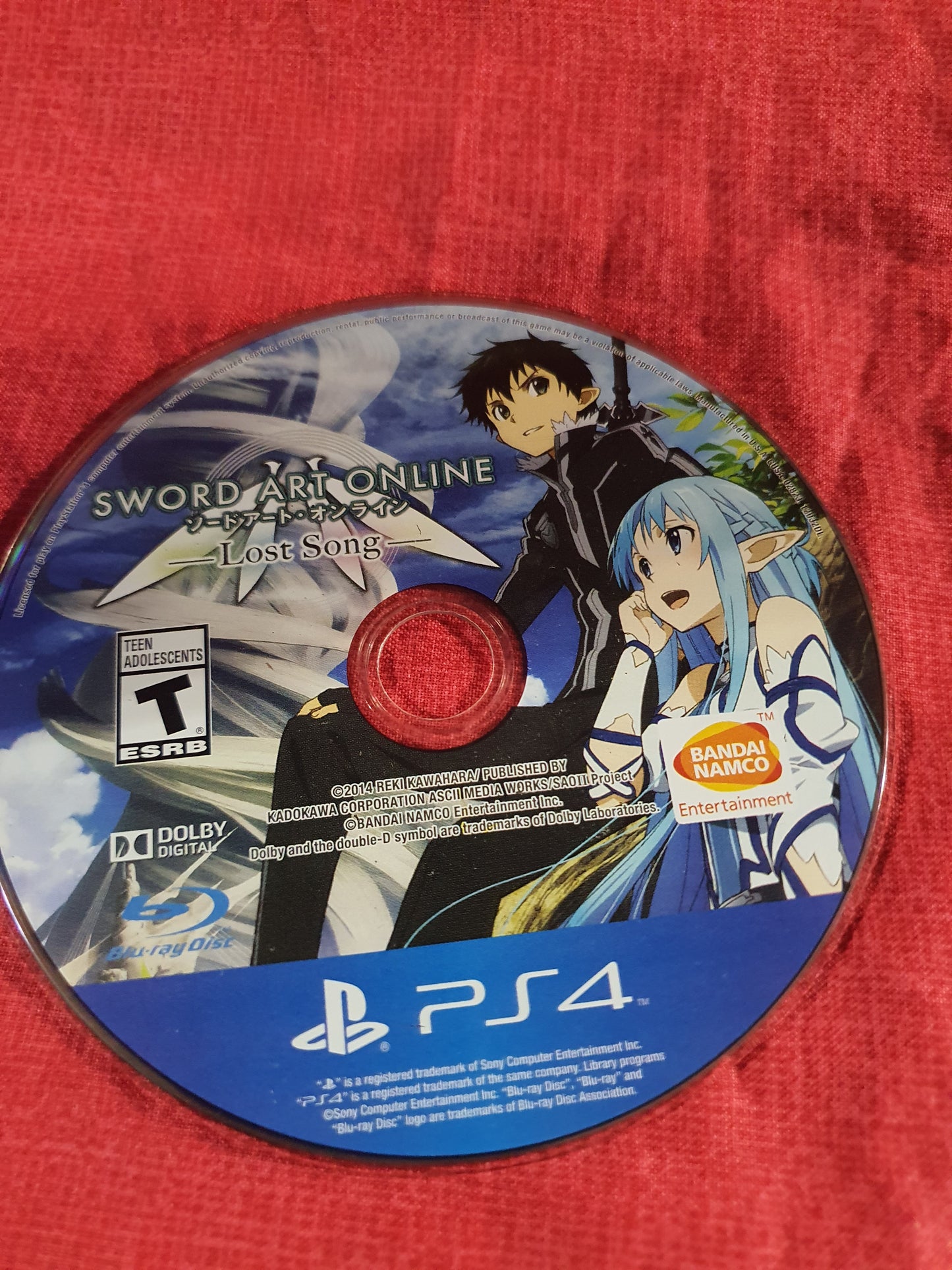 Sword Art Online: Lost Song (Sony PlayStation 4, PS4, 2015) Game Disc Very Good
