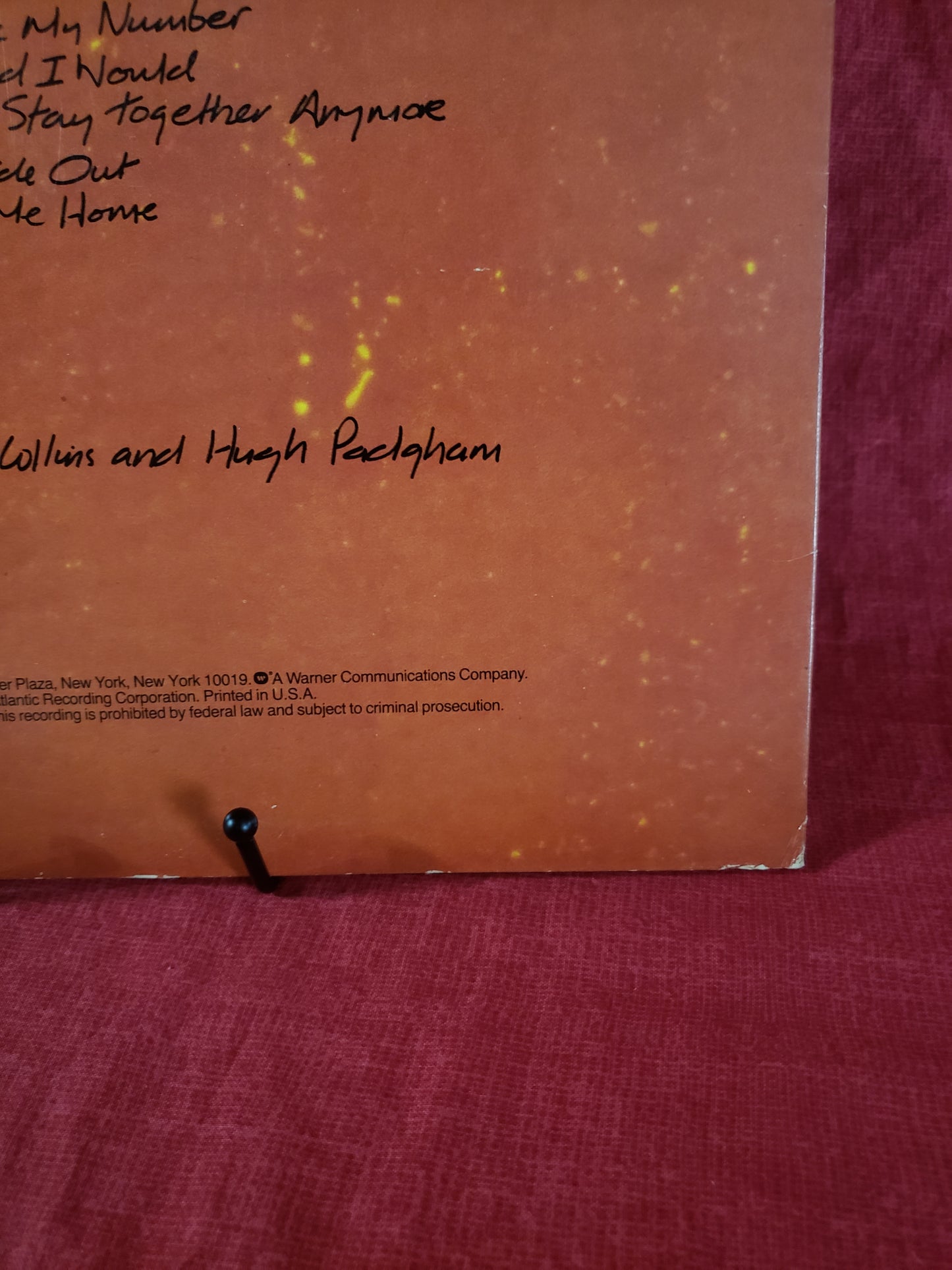 Phil Collins No Jacket Required Vinyl LP W/Insert VG/VG
