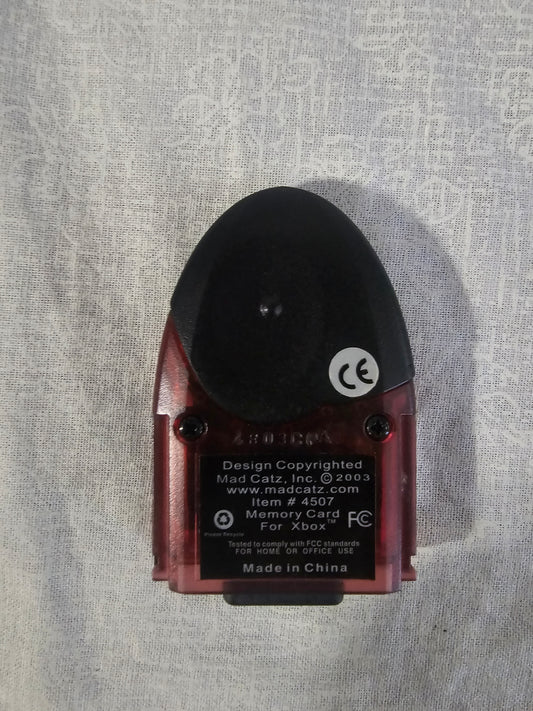 Original Microsoft XBOX Mad Catz Memory Card Unit 8MB Clear /Red Item # 4507