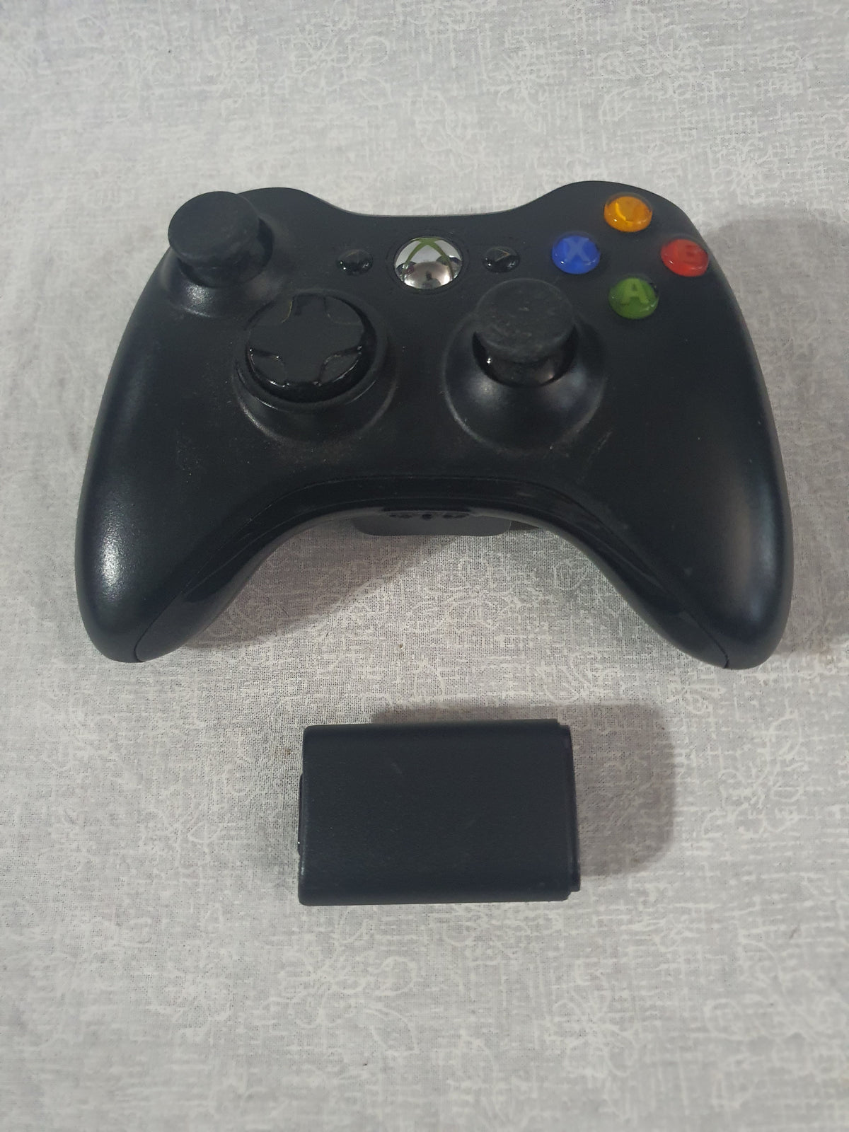Xbox 360 Black Wireless Controller OEM Official Microsoft Gamepad ABXY Buttons Tested Working No Battery Pack