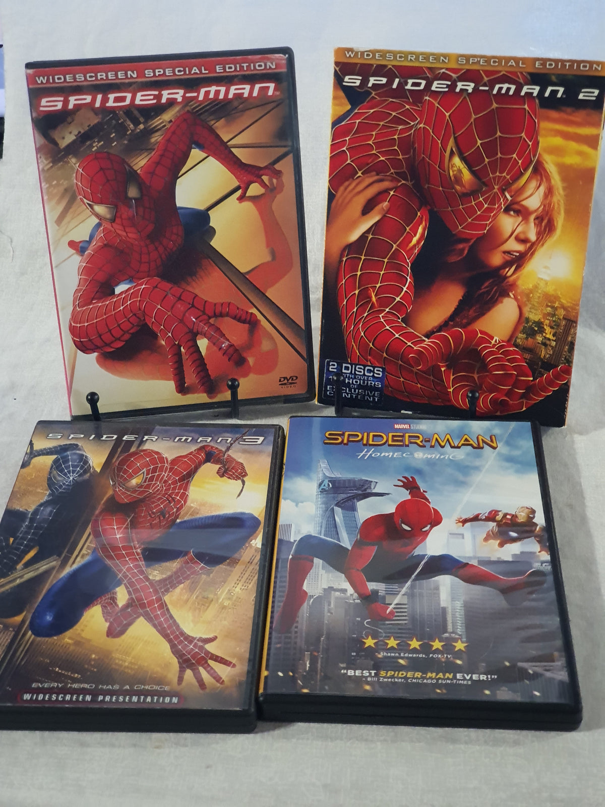 Spider-Man DVD Lot 4 Films Spider-Man 1 Widescreen Special Edition 2 2 Discs 3 Homecoming Marvel Superhero Movies