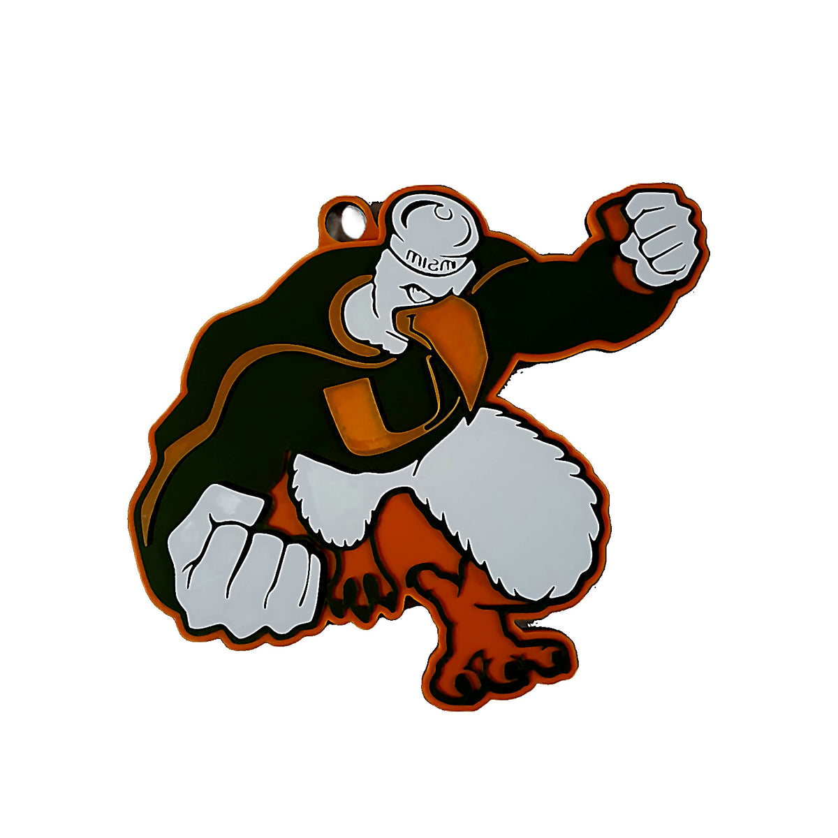 Miami Hurricanes Hype Art Chain Pendant 32 Inch Necklace Sebastian Ibis Football Canes Game Day Fan