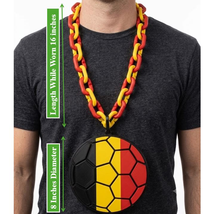 Belgium Soccer Football World Cup Hype Chain Necklace - Red Devils FIFA Jewelry | Belgium Futbol Fan Chain for Matchday