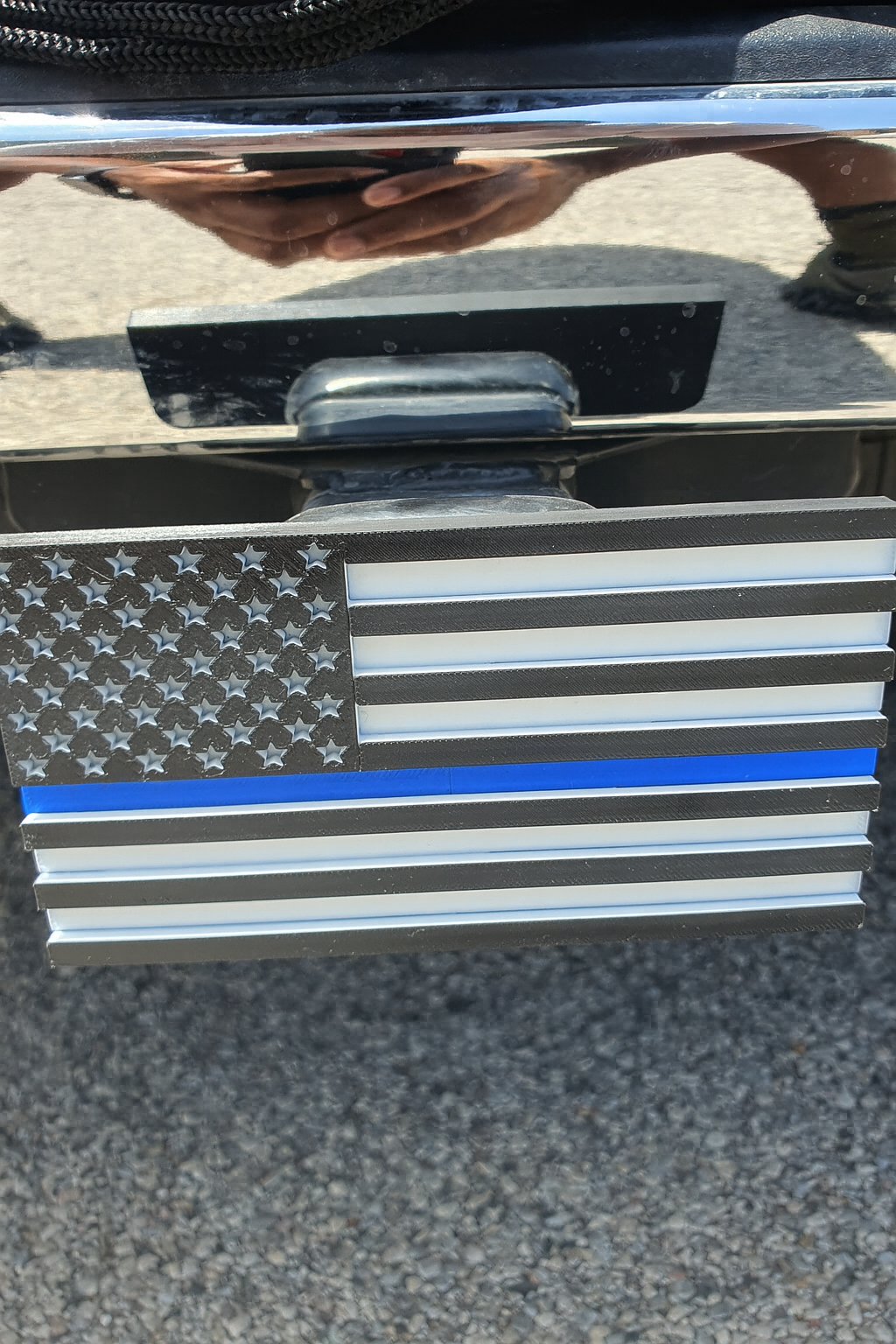 Trailer Hitch Cover Plug Thin Red and Blue Line For 2x2 Receivers