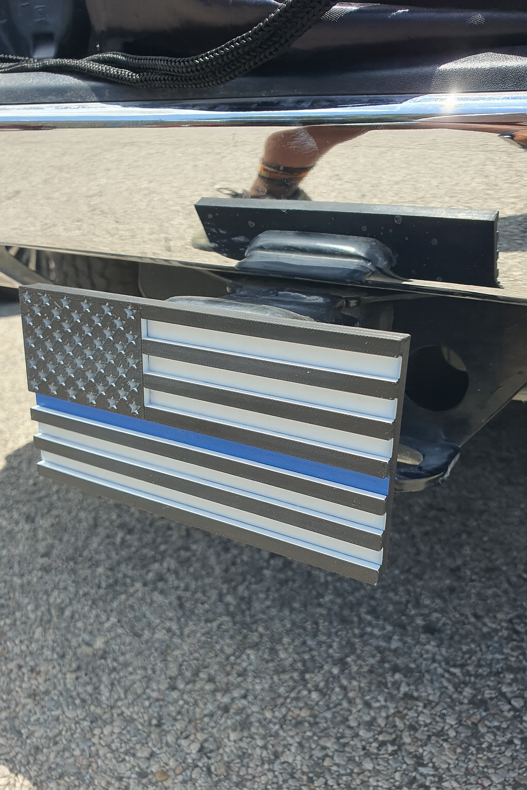 Trailer Hitch Cover Plug Thin Red and Blue Line For 2x2 Receivers