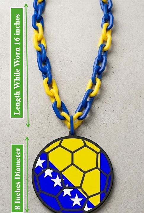 Bosnia Herzegovina Soccer Football World Cup Hype Chain Necklace - FIFA Jewelry | Bosnia Futbol Fan Chain for Matchday