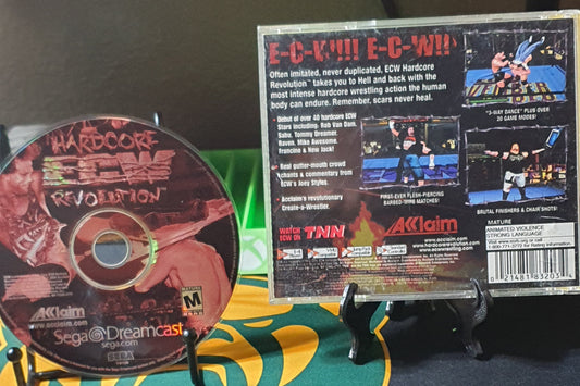ECW Hardcore Revolution Dreamcast No Manuel Disc Good Rear Case Artwork