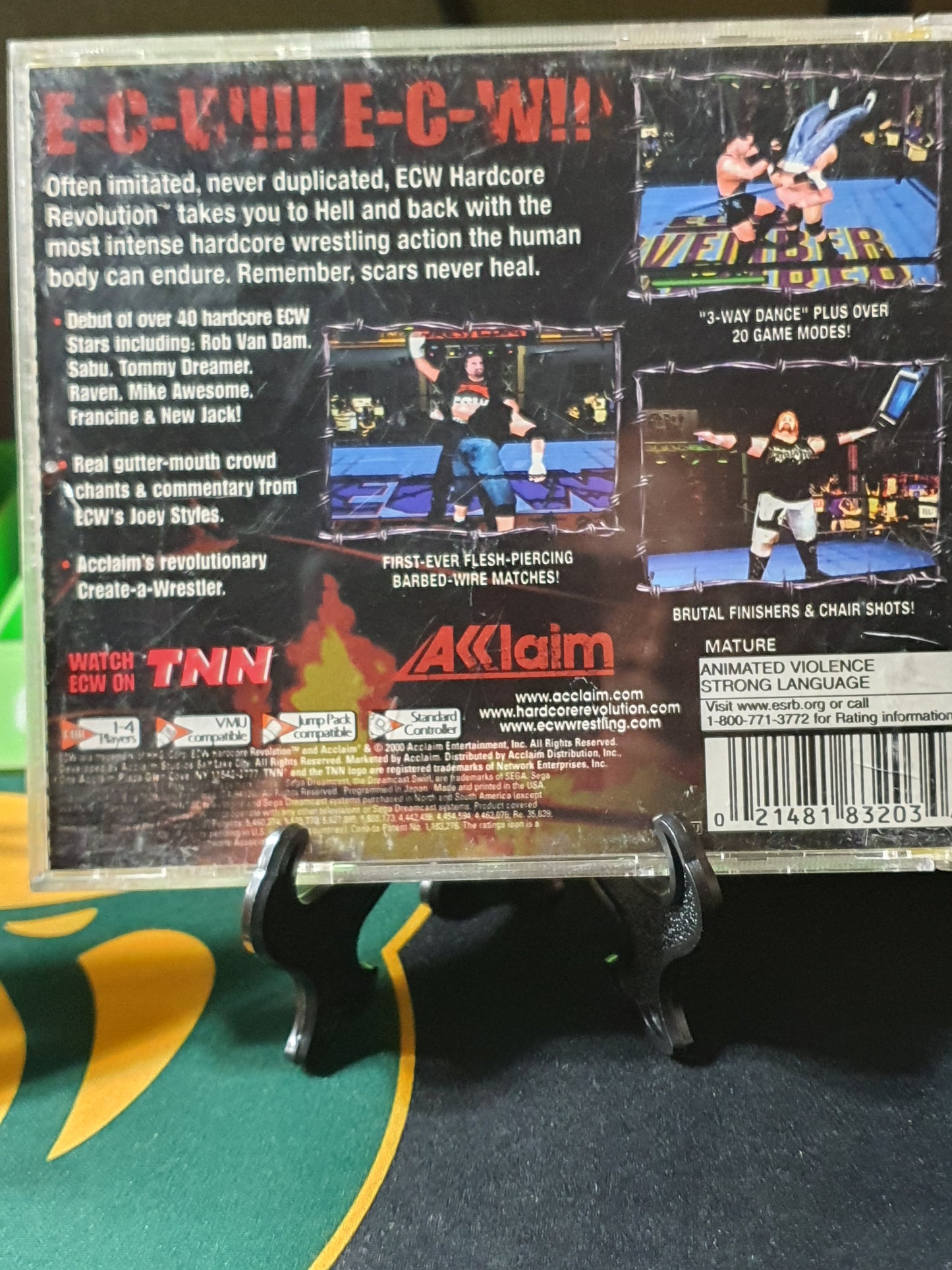 ECW Hardcore Revolution Dreamcast No Manuel Disc Good Rear Case Artwork