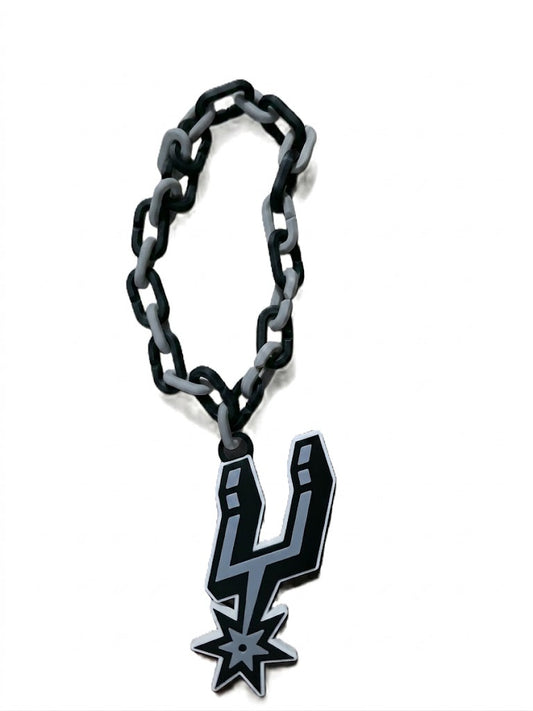 San Antonio Spurs Basketball Playoff Hype Chain – 8" Pendant 32" Chain NBA Fan Necklace for Spurs Nation Black and Gray