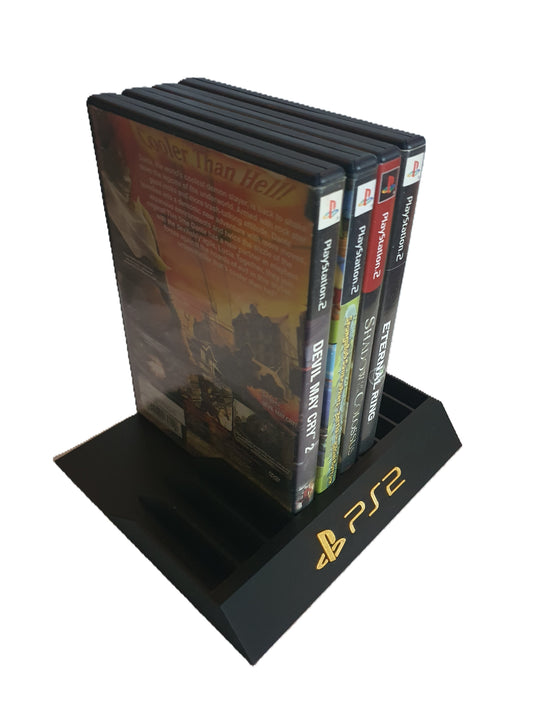 PlayStation 2 Game Holder Sony Video Rack DVD Storage Display Gold Letters PS2