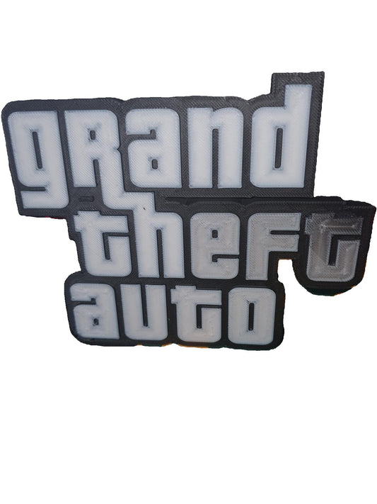 Grand Theft Auto Video Game Logo Stands on Desktop Game Room Decal Rockstar Games 3D Print