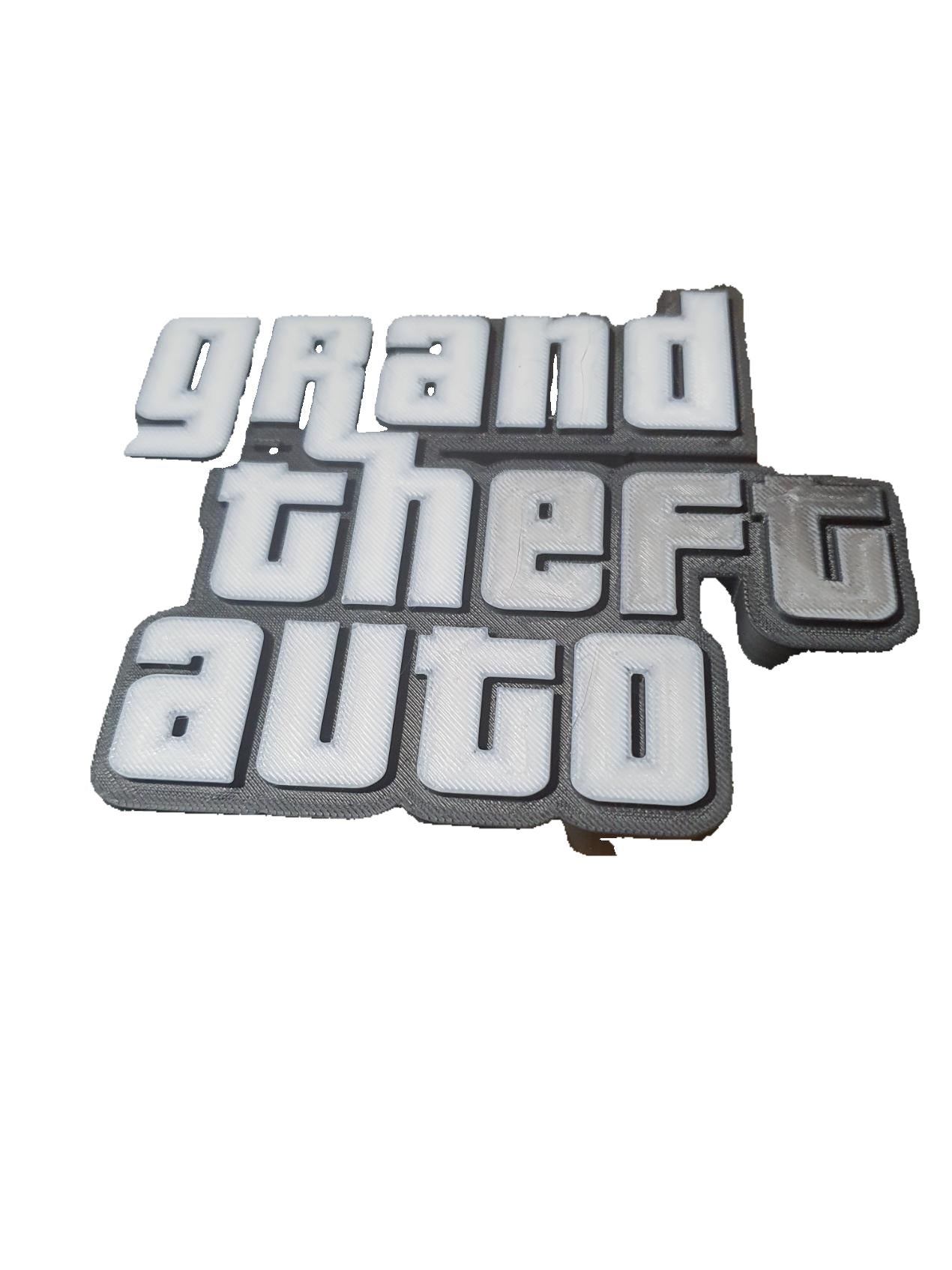 Grand Theft Auto Video Game Logo Stands on Desktop Game Room Decal Rockstar Games 3D Print