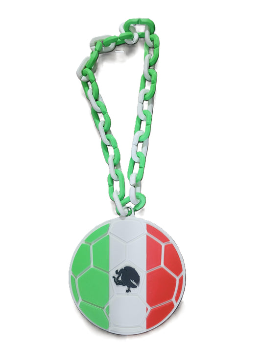 Mexico Flag Soccer Ball Hype Chain – 8" Pendant 32" Chain El Tri FIFA World Cup Necklace for Mexico Soccer Fans