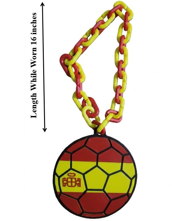 Spain Hype Chain Necklace - FIFA Football Soccer La Roja Jewelry | Spain Futbol Fan Chain for World Cup Euros Matchday Fans