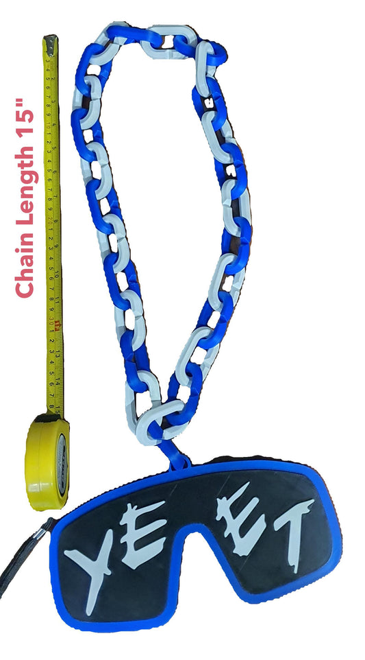 Jey Uso Yeet Glasses Inpired WWE Wrestling Necklace Chain 15" Raised Letters