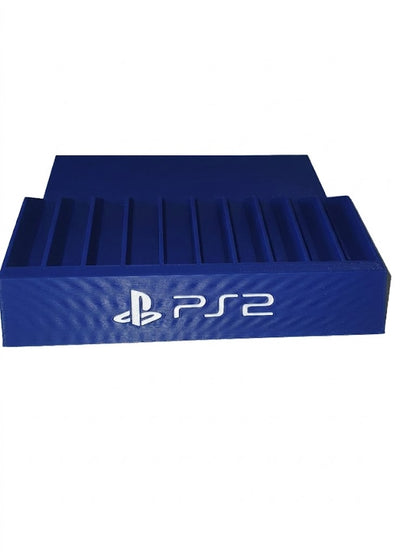 Blue PlayStation Holder Holds 10 Games Sony Game Storage Display PS2 Desktop DVD