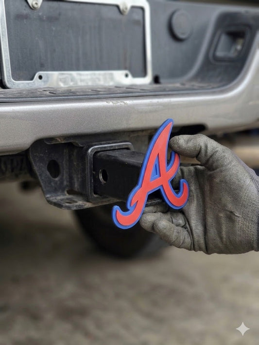 Atlanta Braves Baseball Trailer Hitch Receiver Cover Plug Cap 2x2" Receiver Ford Dodge Jeep Ram Chevy Nissan Honda Toyota Truck SUV Vehicles