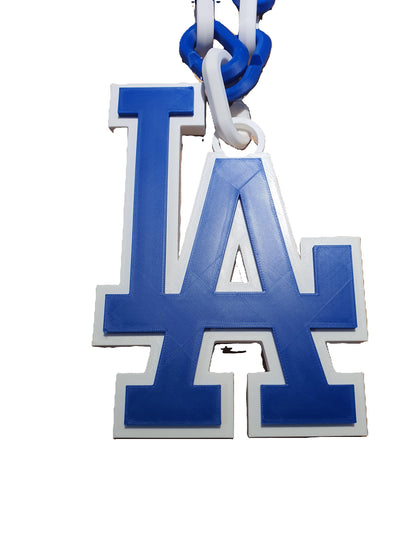 Los Angeles Dodgers Blue Jumbo Big Fan Chain Necklace Raised Letters TX USA (Chain Length 15", Charm Length 6"x9")