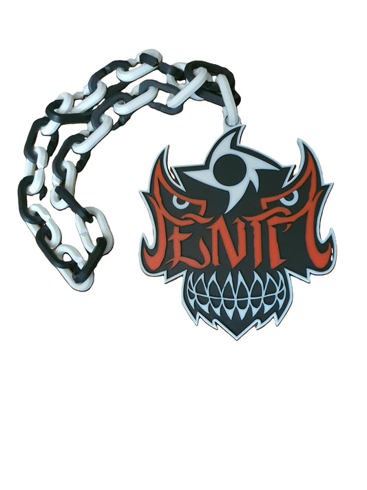 Penta Skull Bones Lucha Mask WWE Logo Necklace Chain 15" Raised Textured Pendant