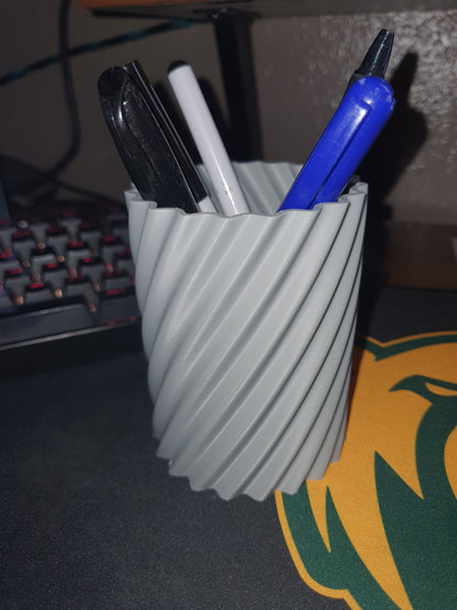 Customizable Spiral Textured Pen Pencil Makeup Brush Tool Holder Desk Table Gift