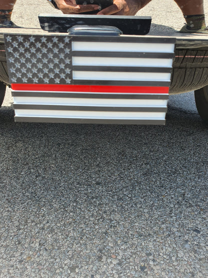 Trailer Hitch Cover Plug Thin Red and Blue Line For 2x2 Receivers