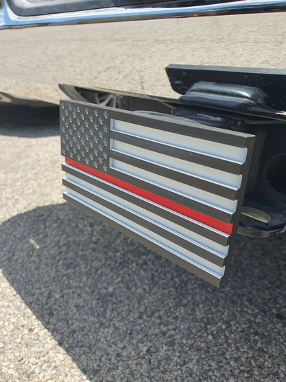 Trailer Hitch Cover Plug Thin Red and Blue Line For 2x2 Receivers