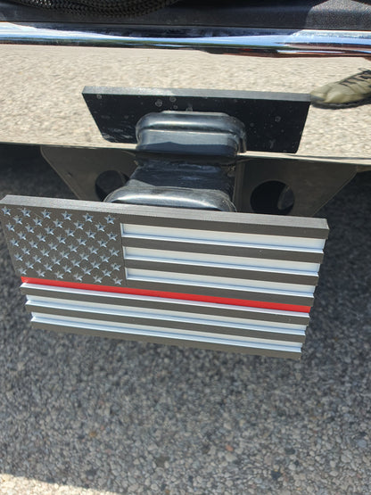 Trailer Hitch Cover Plug Thin Red and Blue Line For 2x2 Receivers