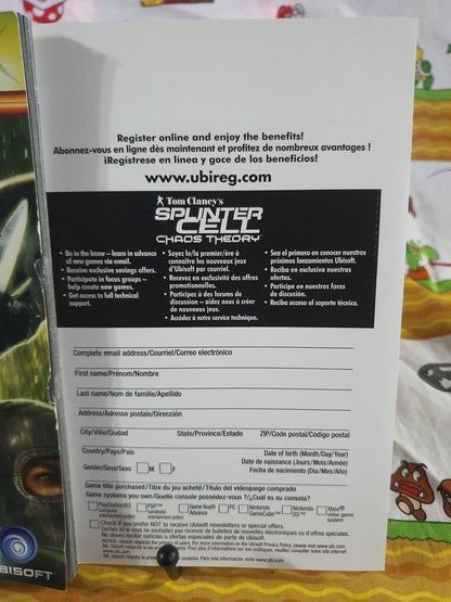 Splinter Cell Chaos Theory Microsoft Xbox 2005 Complete Registration Card Mint