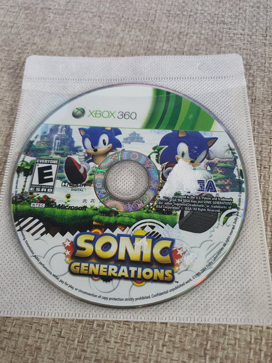 Sonic Generations (Microsoft Xbox 360, 2011) Videogame Disc Very Good Tested