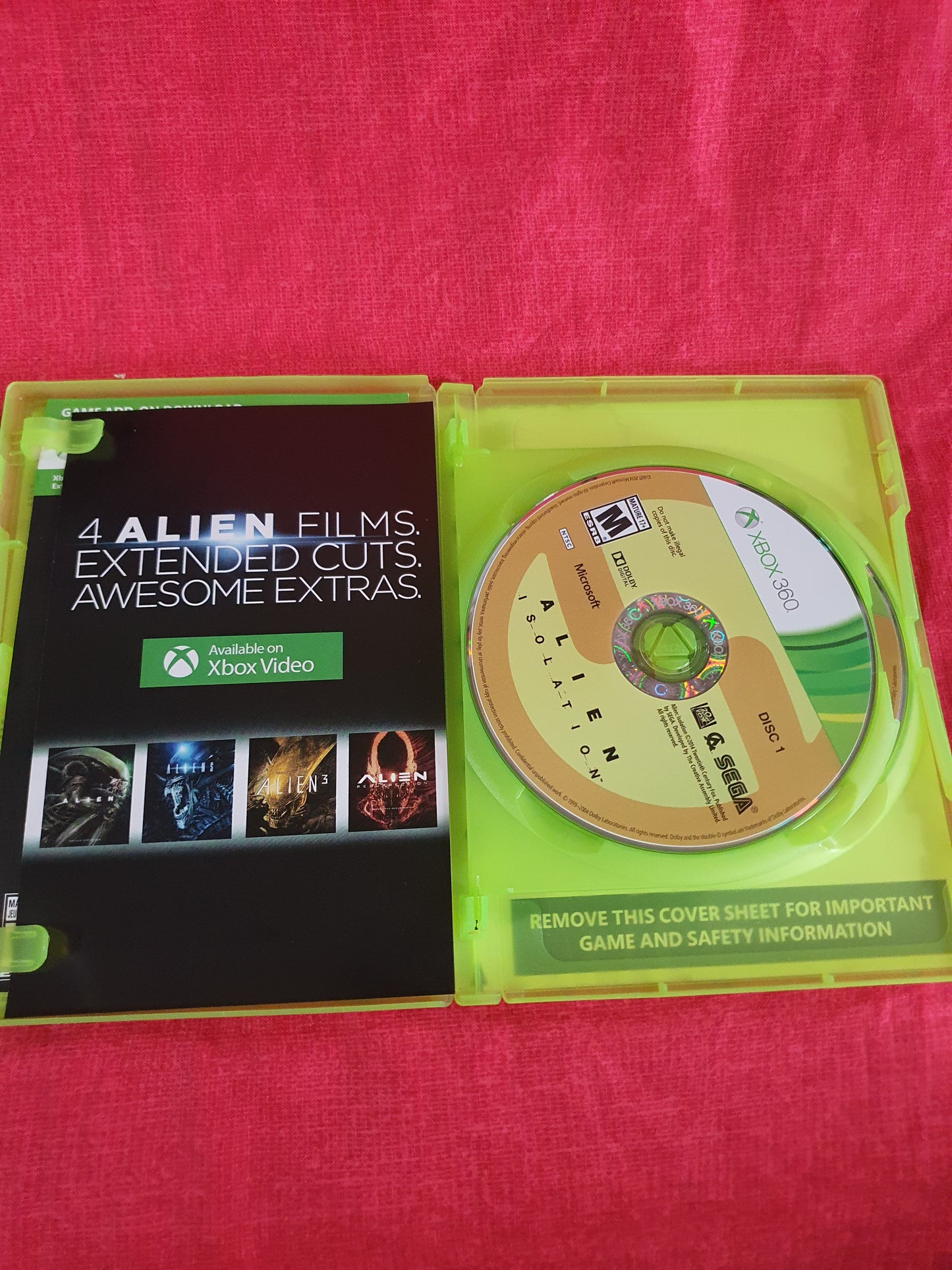 Alien: Isolation Nostromo Edition (Xbox 360, 2014) Complete Game Disc Near Mint
