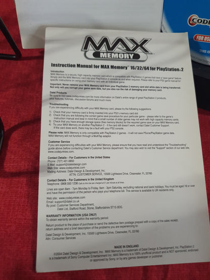 Action Replay AR MAX For PlayStation 2 PS2 Code Junkies Manuel Tin No Memory Near Mint