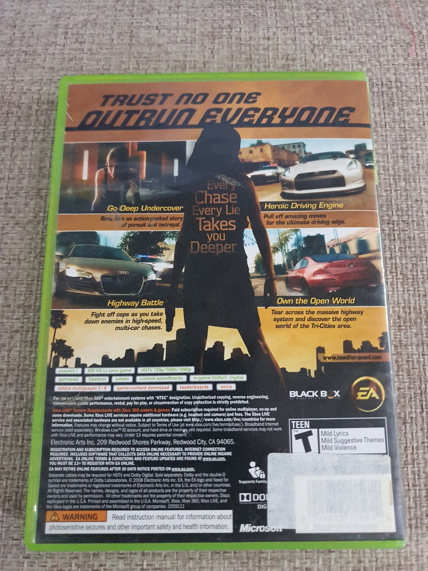 Need for Speed Undercover Xbox 360 CIB Complete w/ Manual & Tested Works