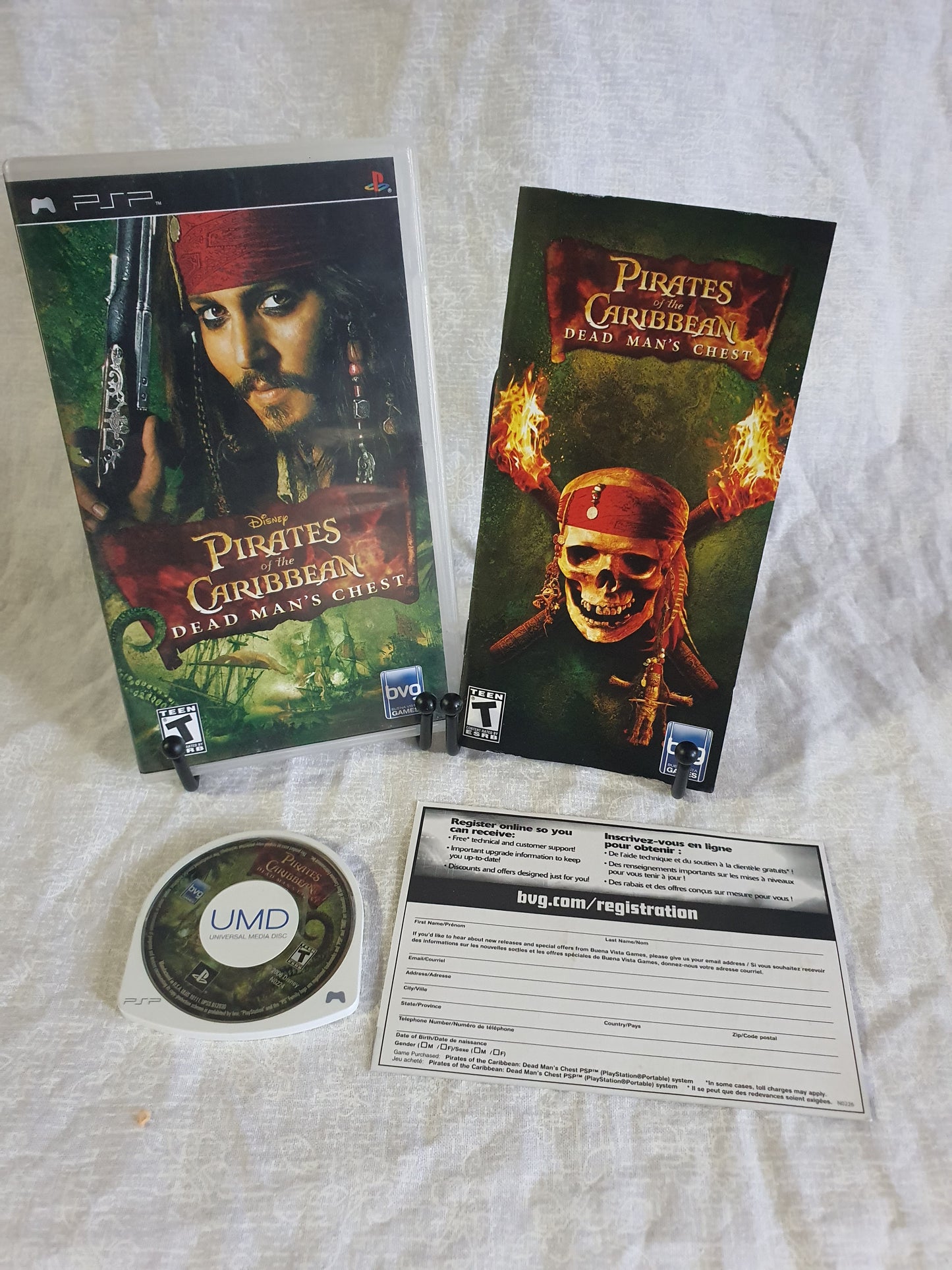 Pirates of the Caribbean Dead Mans Chest Complete PSP Registration Near Mint NM